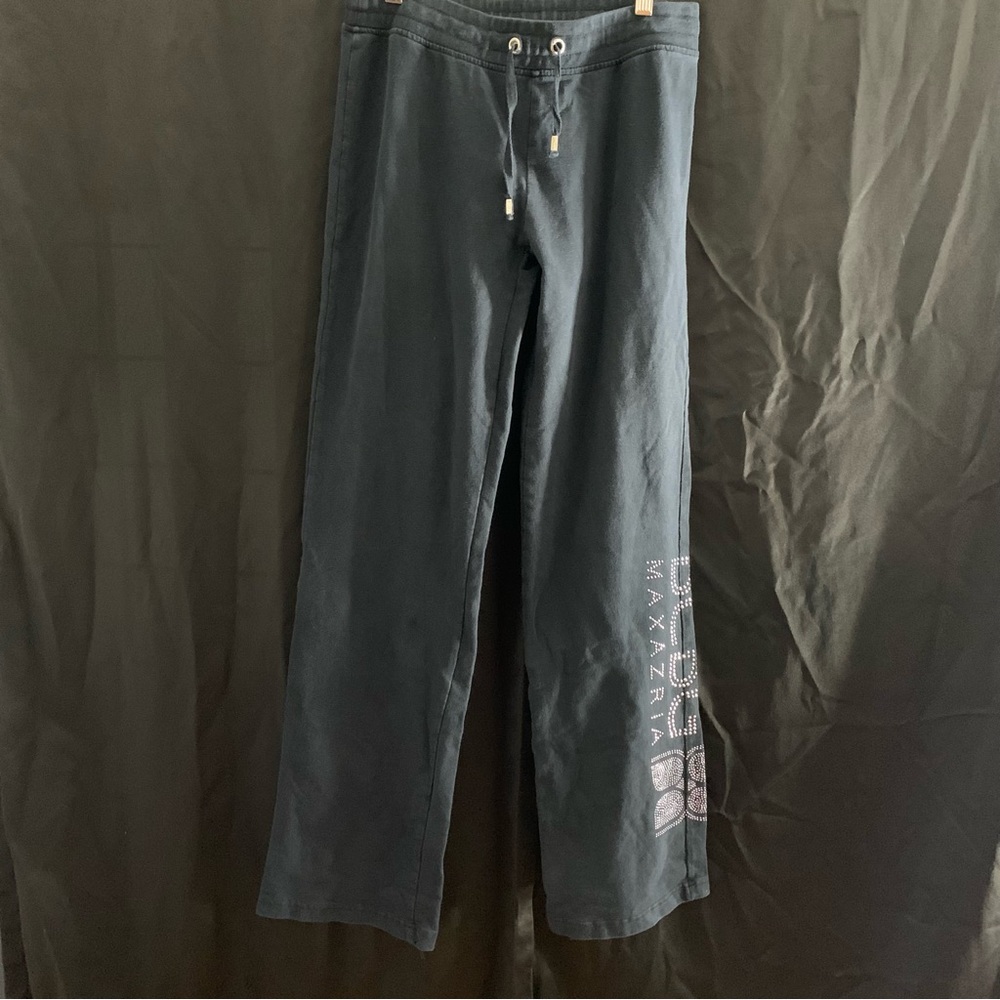 Y2K BCBG Maxazria Rhinestone Bedazzled Drawstring Track Pants Sweatpants